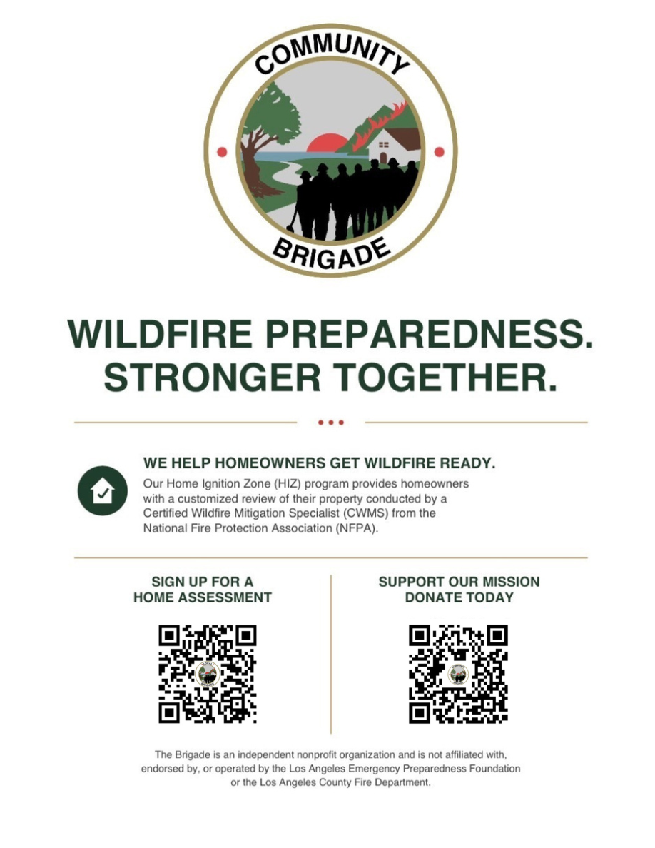 Community Brigade Wildfire Preparedness Home Ignition Zone assessment flyer